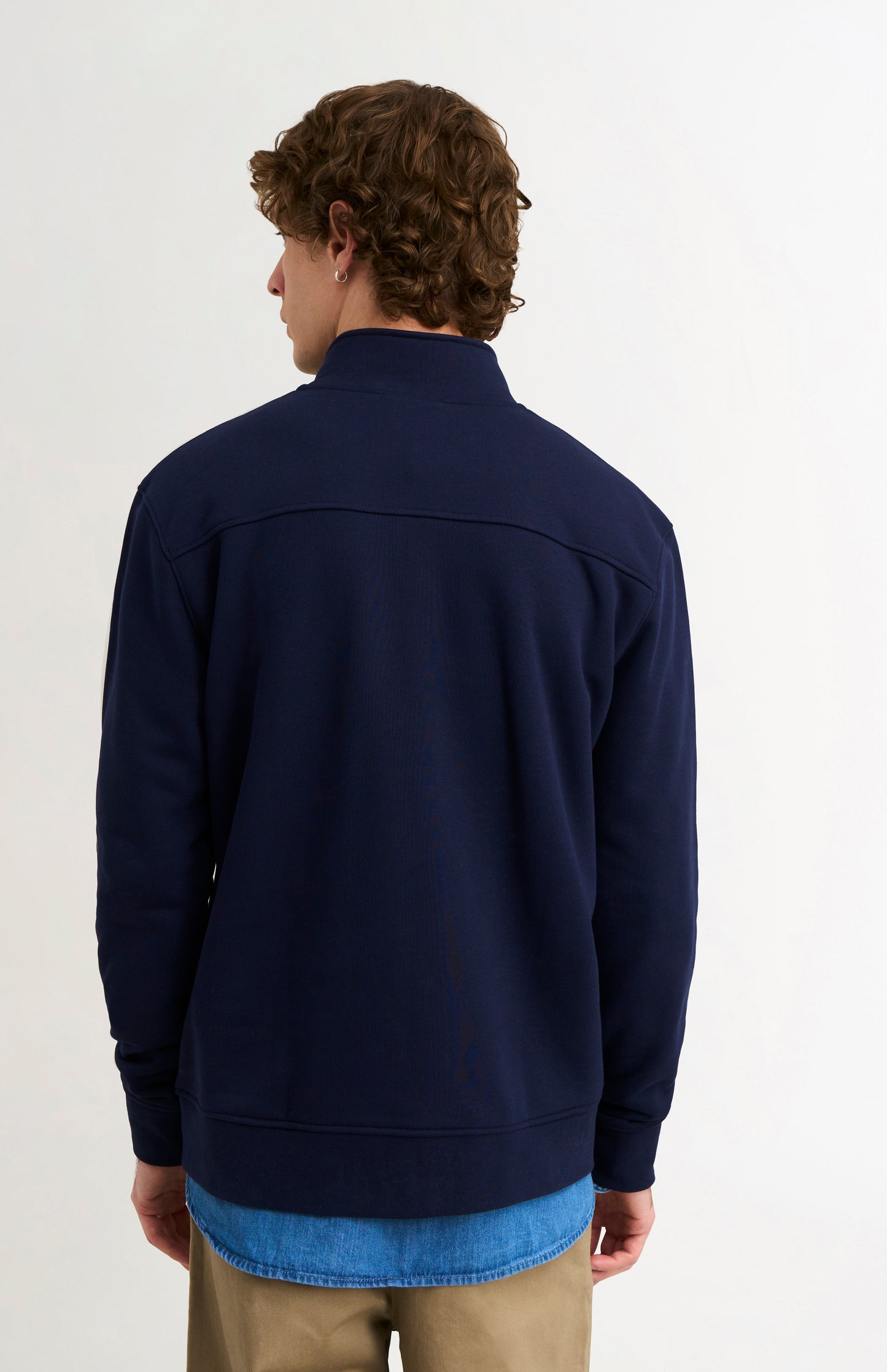 Pringle of Scotland Men's Qtr Zip Track Jumper In Navy Blue rear view