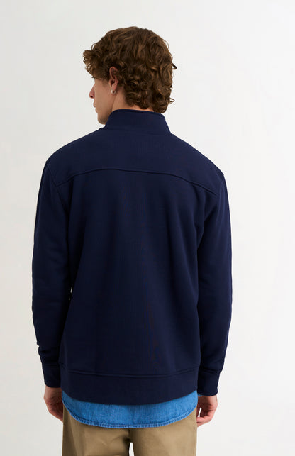 Pringle of Scotland Men's Qtr Zip Track Jumper In Navy Blue rear view