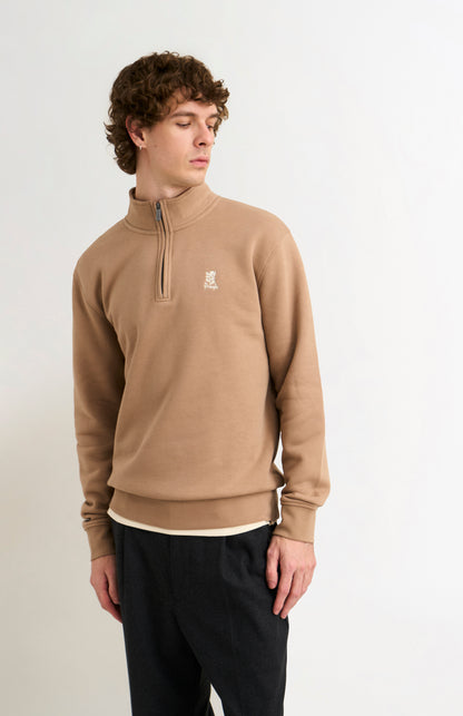 Pringle of Scotland Men's Qtr Zip Track Jumper In Mushroom