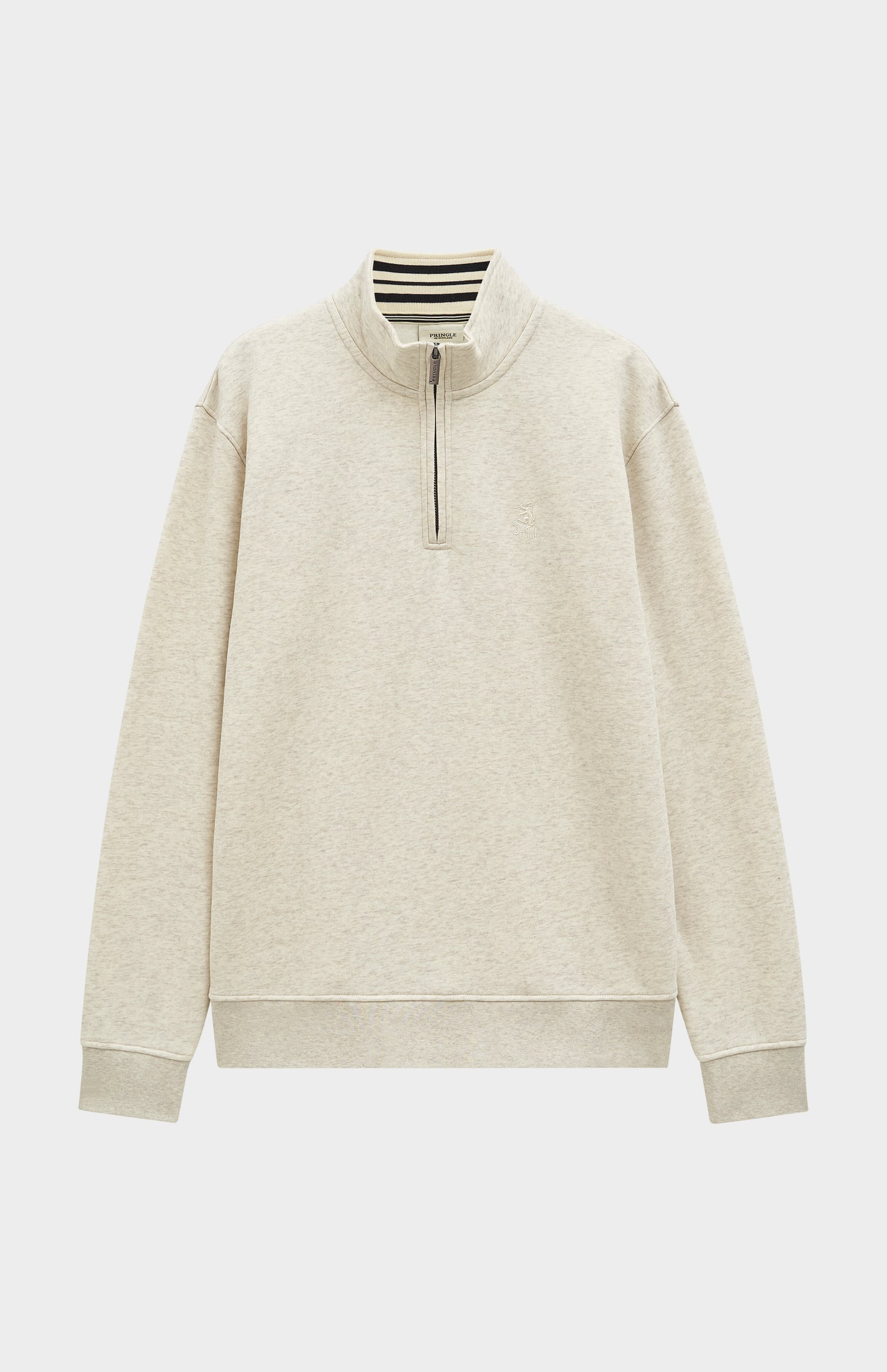 Pringle of Scotland Men's Qtr Zip Track Jumper In Ecru Beige Melange