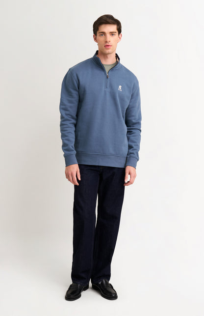 Men's Quarter Zip Track Jumper In Bering Sea Blue