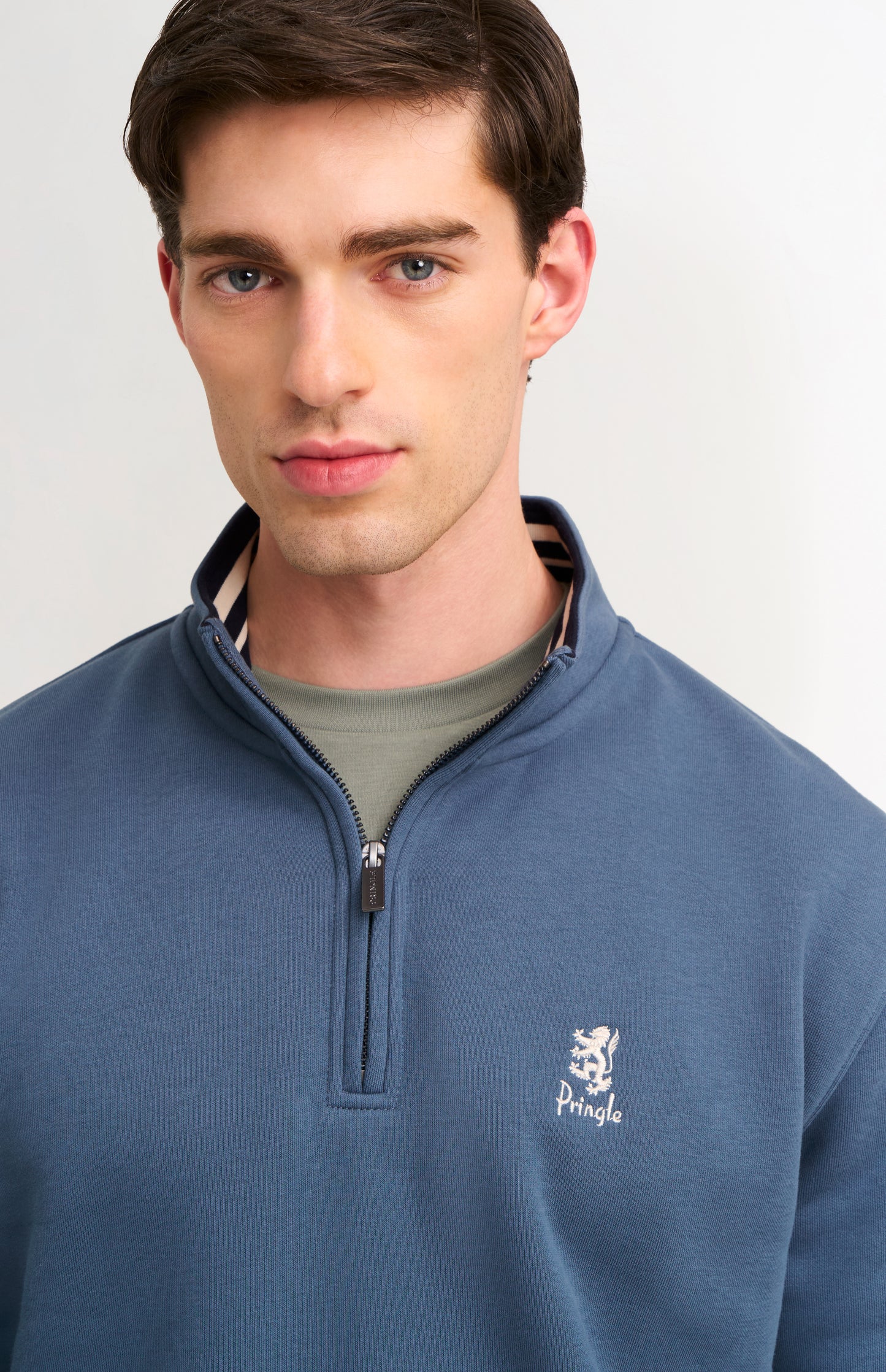 Men's Quarter Zip Track Jumper In Bering Sea Blue