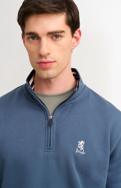 Men's Quarter Zip Track Jumper In Bering Sea Blue