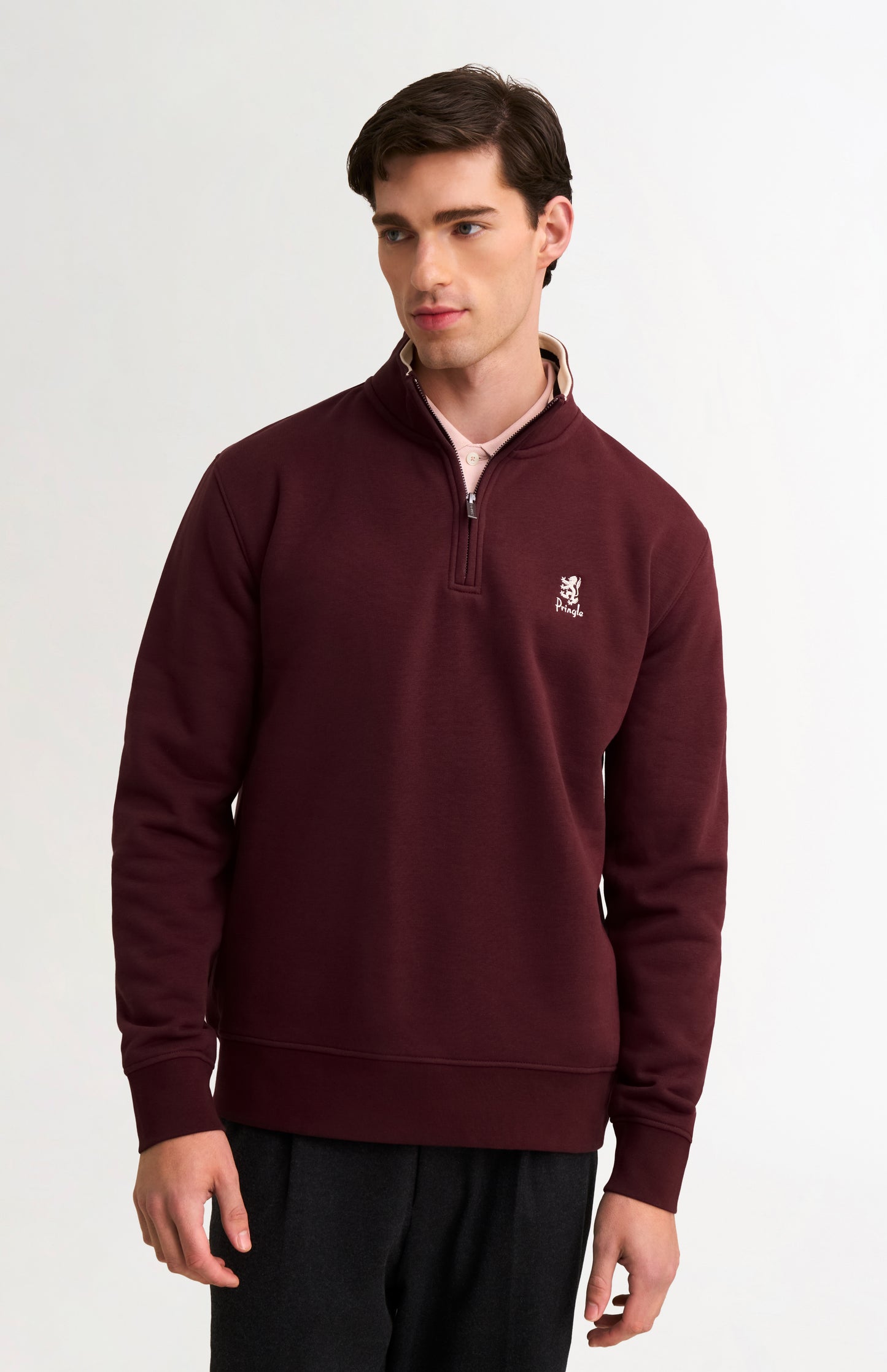 Men's Quarter Zip Track Jacket In Burgundy