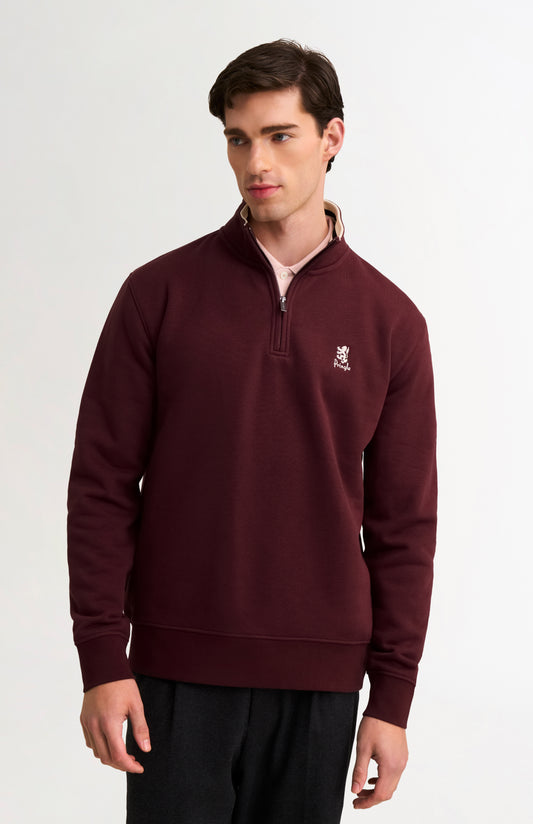 Men's Quarter Zip Track Jacket In Burgundy