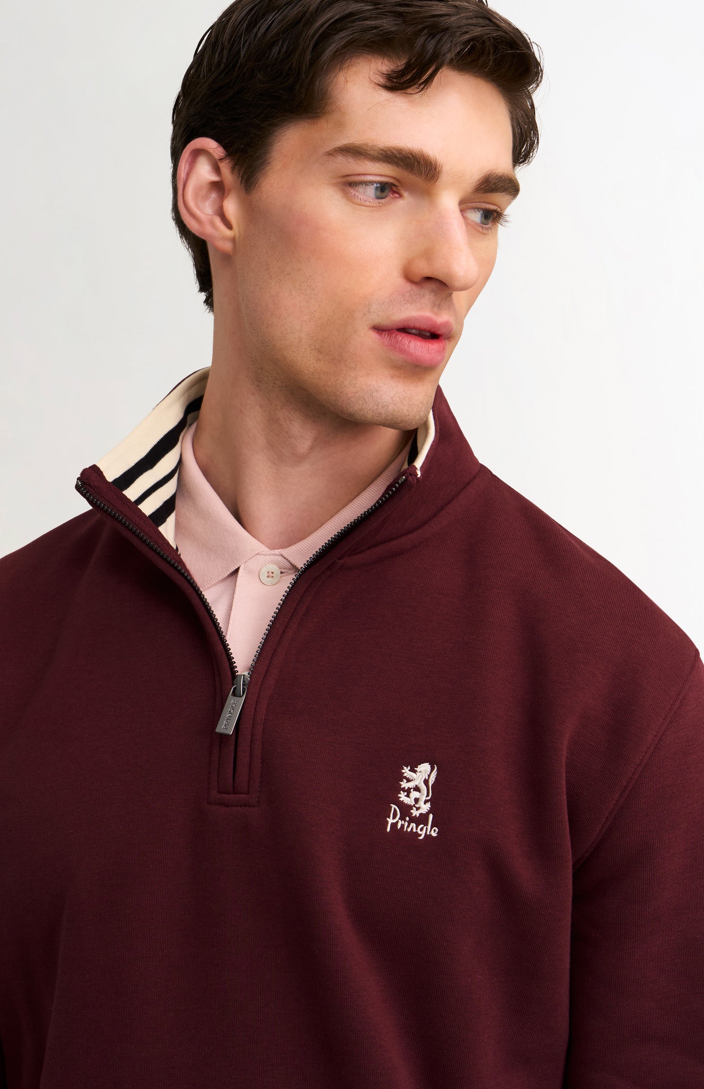 Men's Quarter Zip Track Jacket In Burgundy