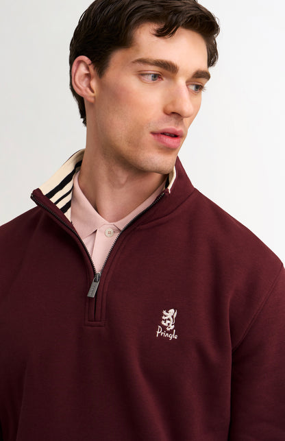 Men's Quarter Zip Track Jacket In Burgundy