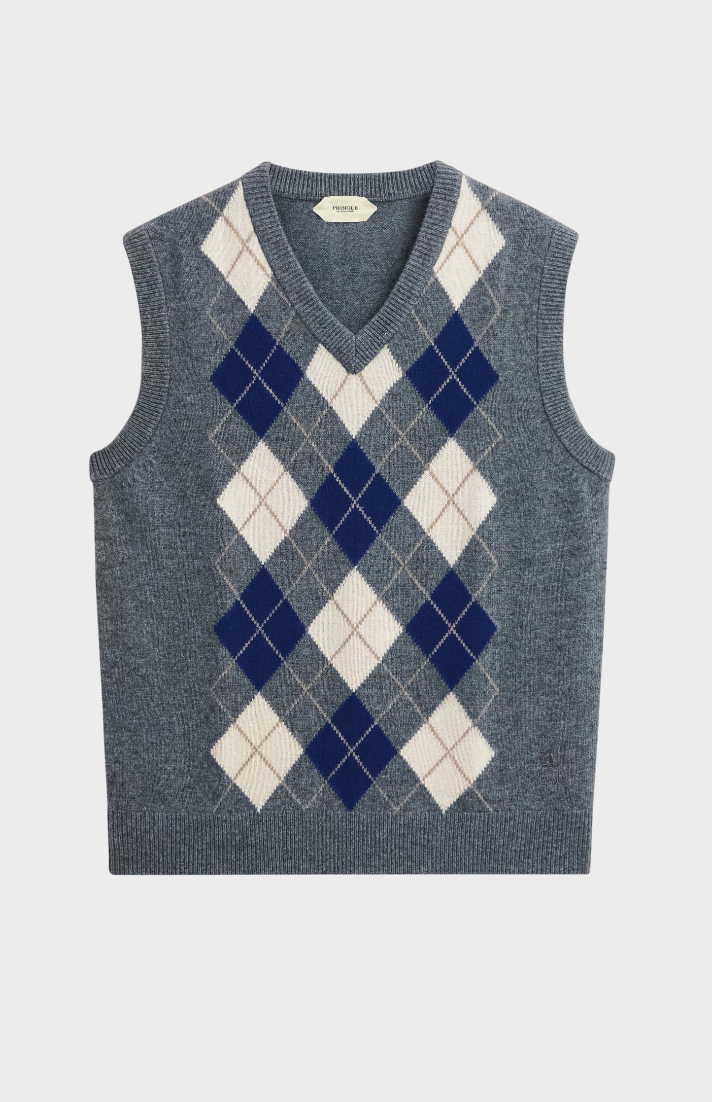 Men's Supersoft Lambswool Argyle V-neck Vest In Grey