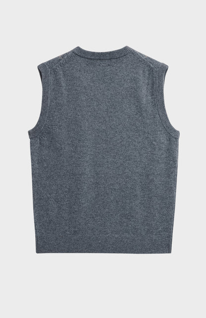 Men's Supersoft Lambswool Argyle V-neck Vest In Grey