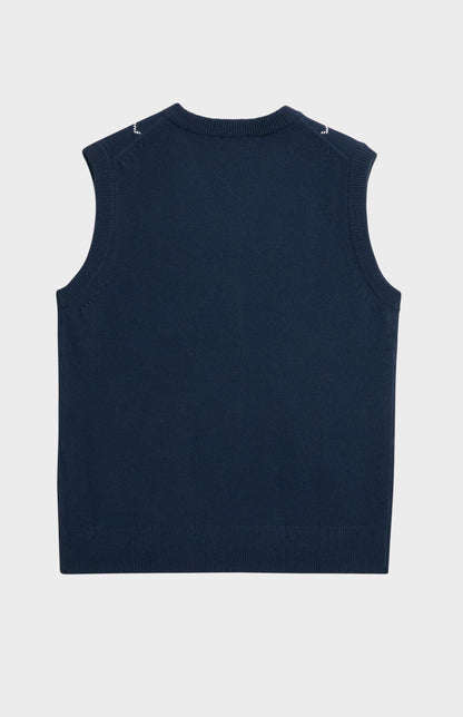 Men's Supersoft Lambswool Argyle V-neck Vest In Navy