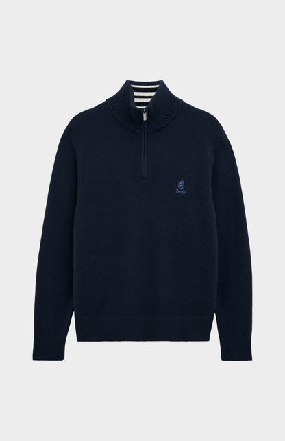 Pringle of Scotland Men’s Lambswool Qtr Zip Jumper In Navy Blue