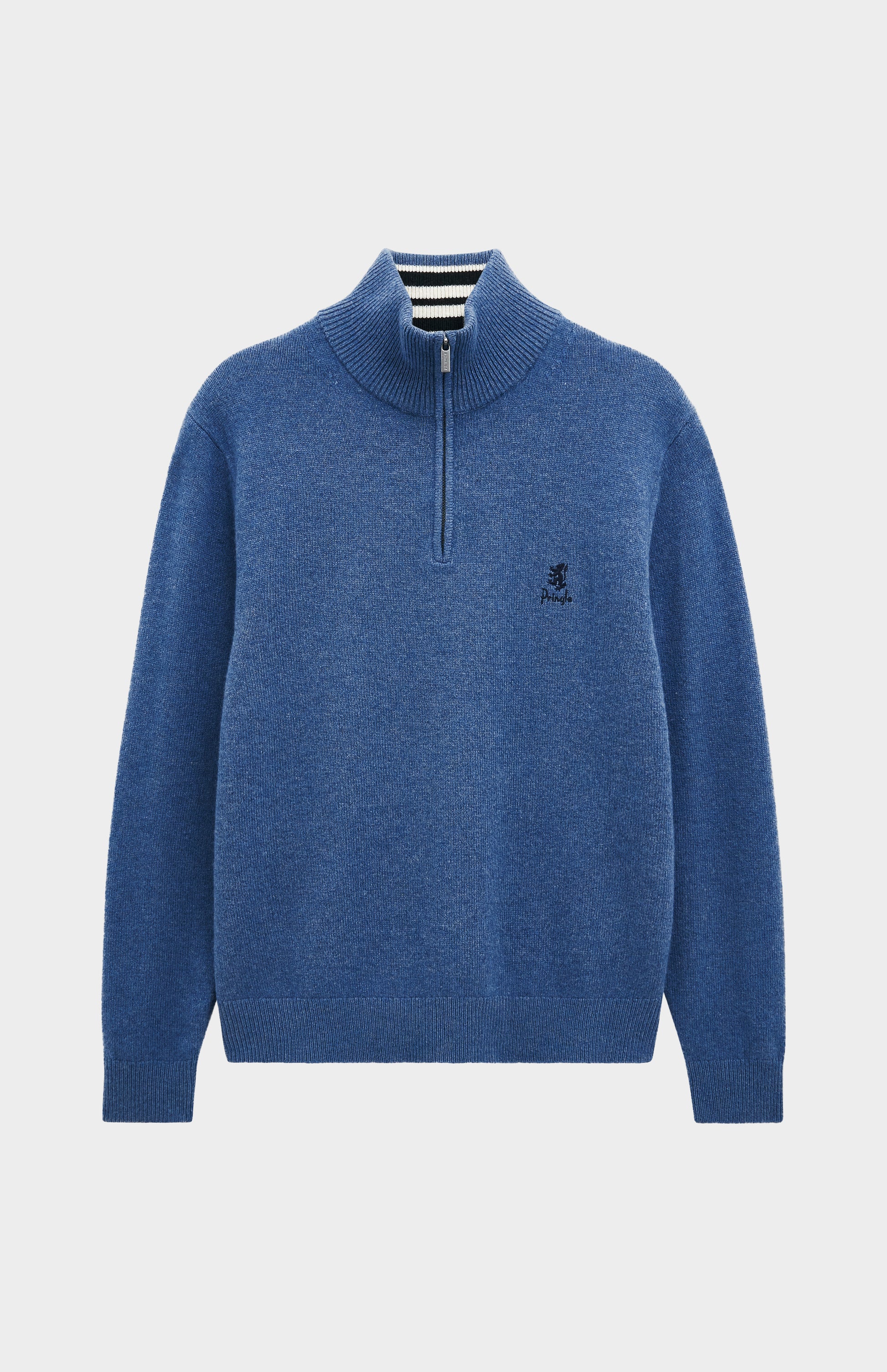 Pringle of Scotland Men’s Lambswool Qtr Zip Jumper In Bering Sea Blue