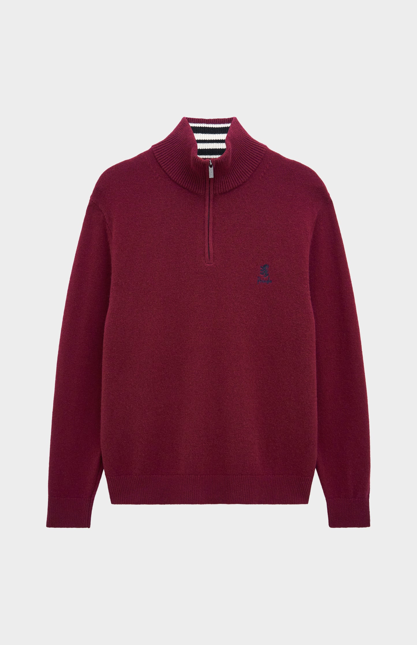 Pringle of Scotland Men’s Lambswool Qtr Zip Jumper In Burgundy