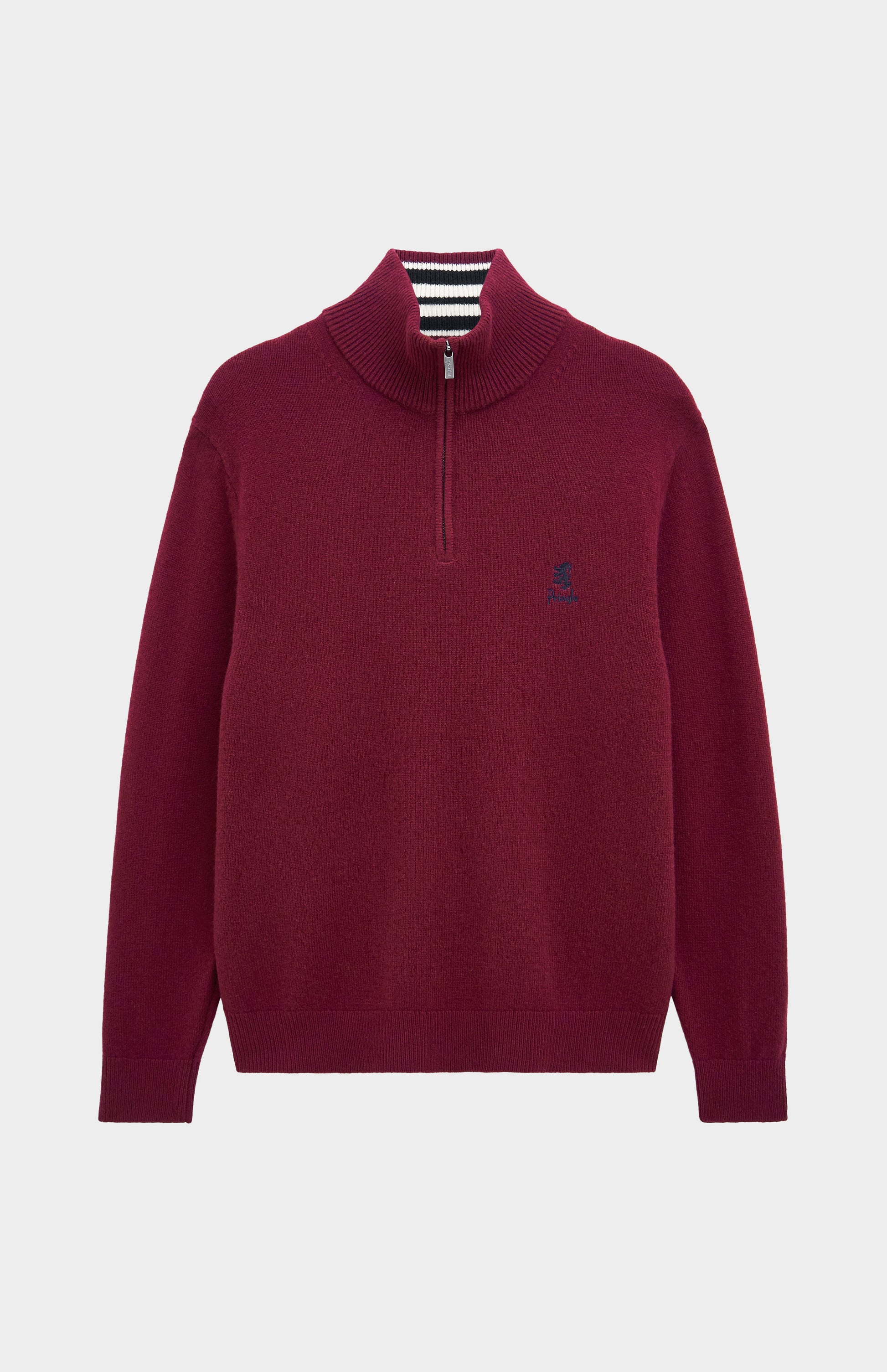 Pringle of Scotland Men’s Lambswool Qtr Zip Jumper In Burgundy