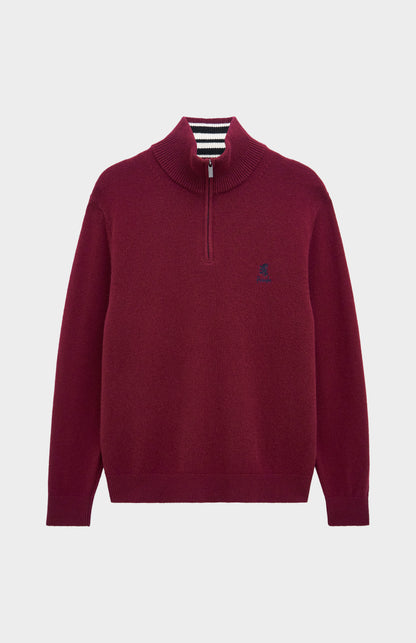 Pringle of Scotland Men’s Lambswool Qtr Zip Jumper In Burgundy