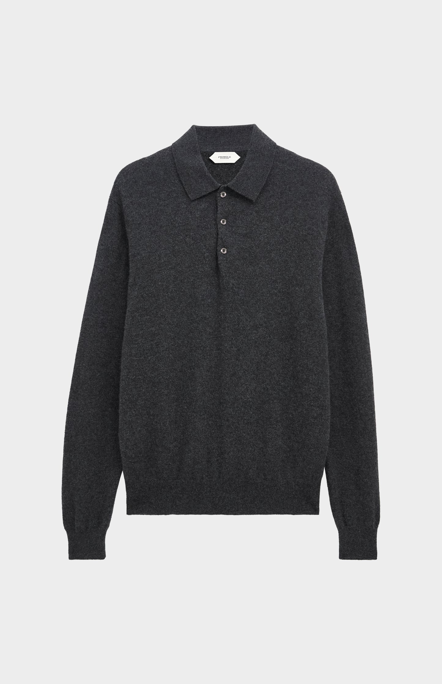 Pringle of Scotland Men’s Cashmere Polo Shirt Jumper In Charcoal 