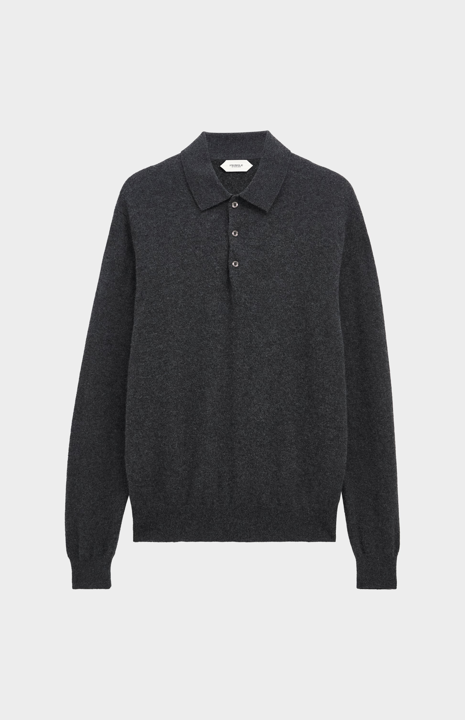 Pringle of Scotland Men’s Cashmere Polo Shirt Jumper In Charcoal 