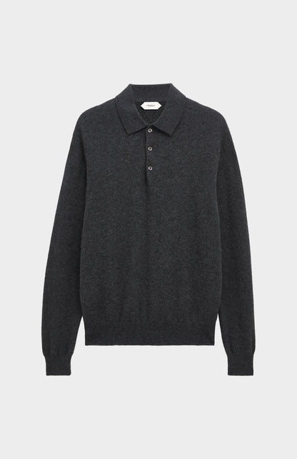 Pringle of Scotland Men’s Cashmere Polo Shirt Jumper In Charcoal 