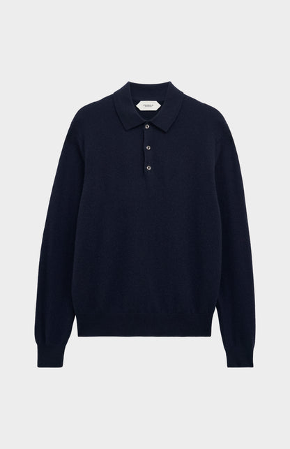 Pringle of Scotland Men’s Cashmere Polo Neck Jumper In Navy Blue