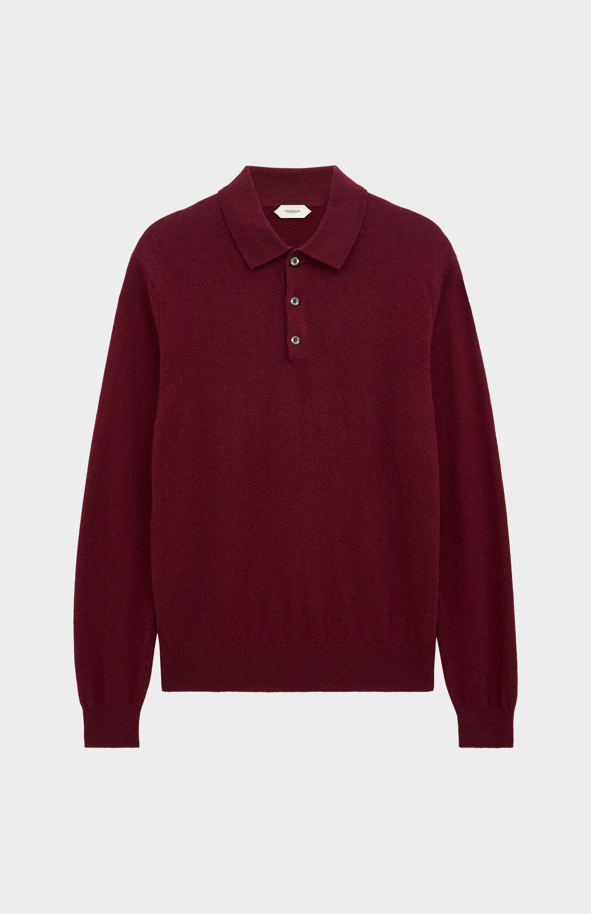 Pringle of Scotland Men’s Cashmere Polo Shirt Jumper In Burgundy