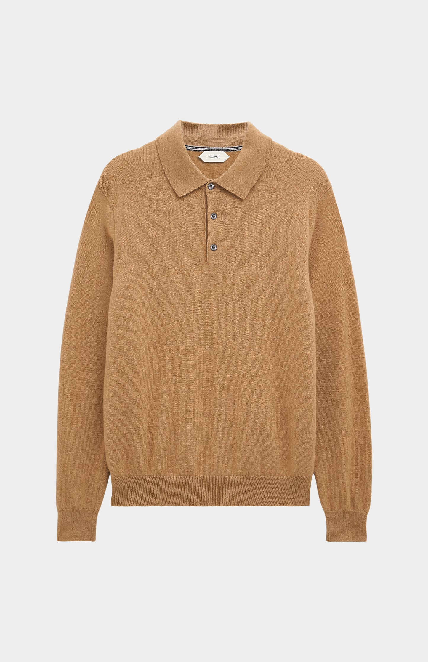 Pringle of Scotland Men’s Cashmere Polo Shirt Jumper In Camel