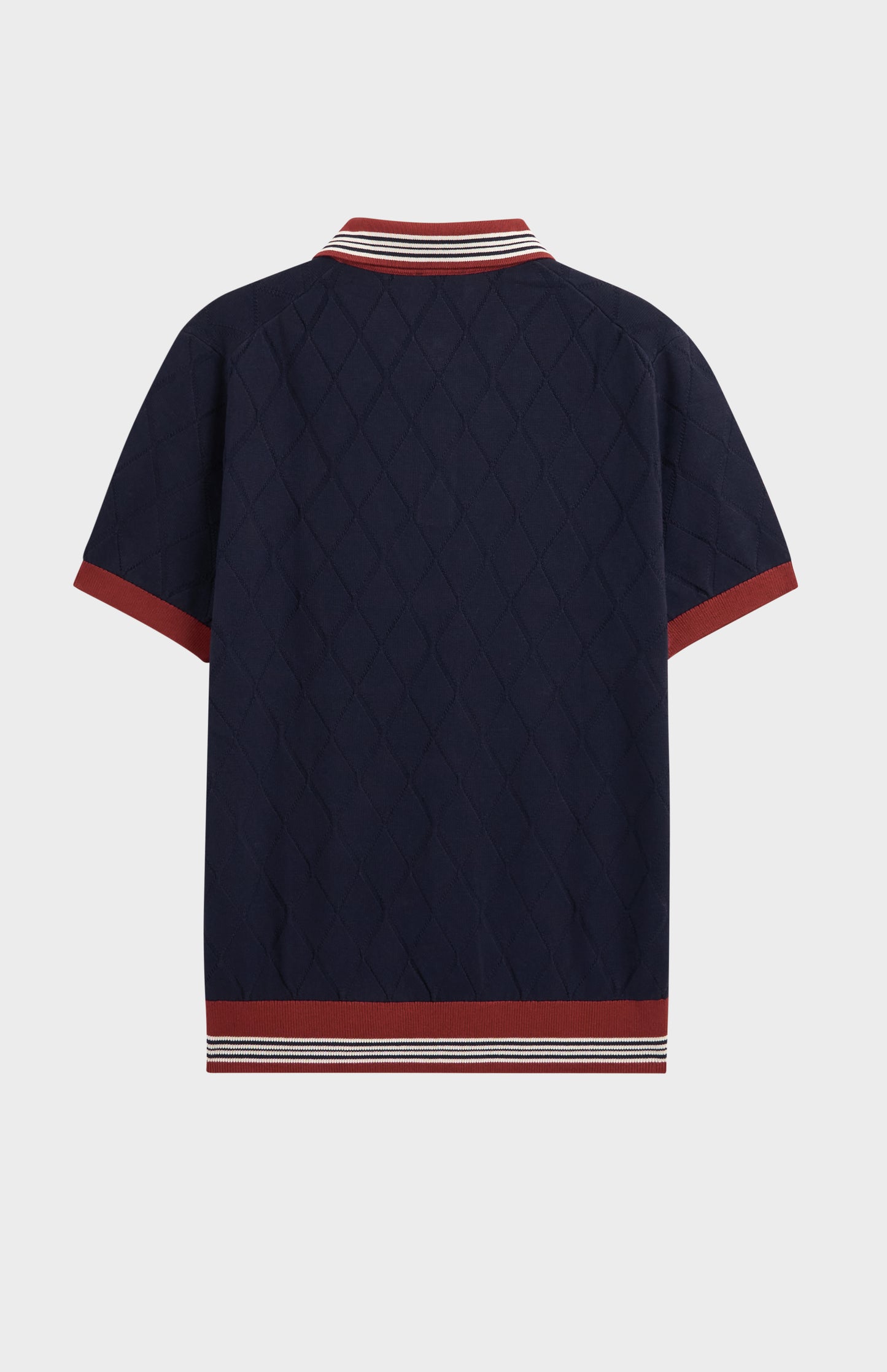 Men's Cotton And Silk Textured Argyle Polo Shirt In Navy