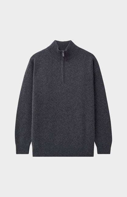Pringle of Scotland Men's Zip Neck Cashmere Jumper In Charcoal