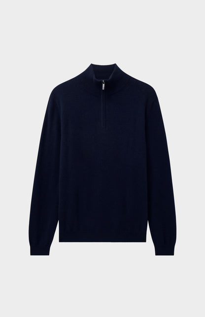 Pringle Men's Quarter Zip Cashmere Jumper Classic In Navy Melange