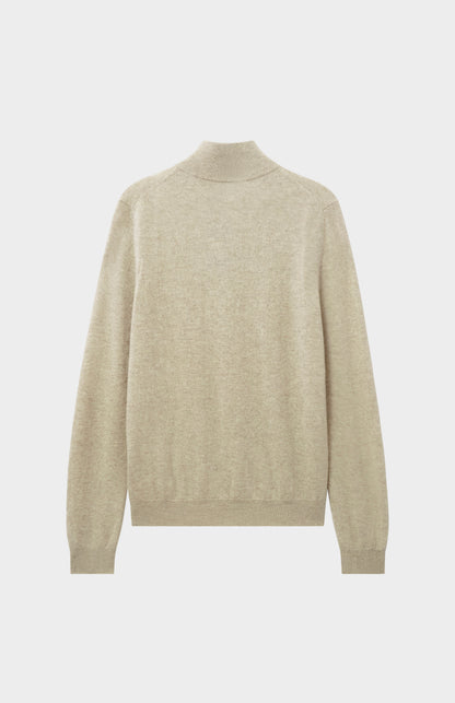 Pringle of Scotland Men's Quarter Zip Cashmere Jumper Classic In Oatmeal rear view