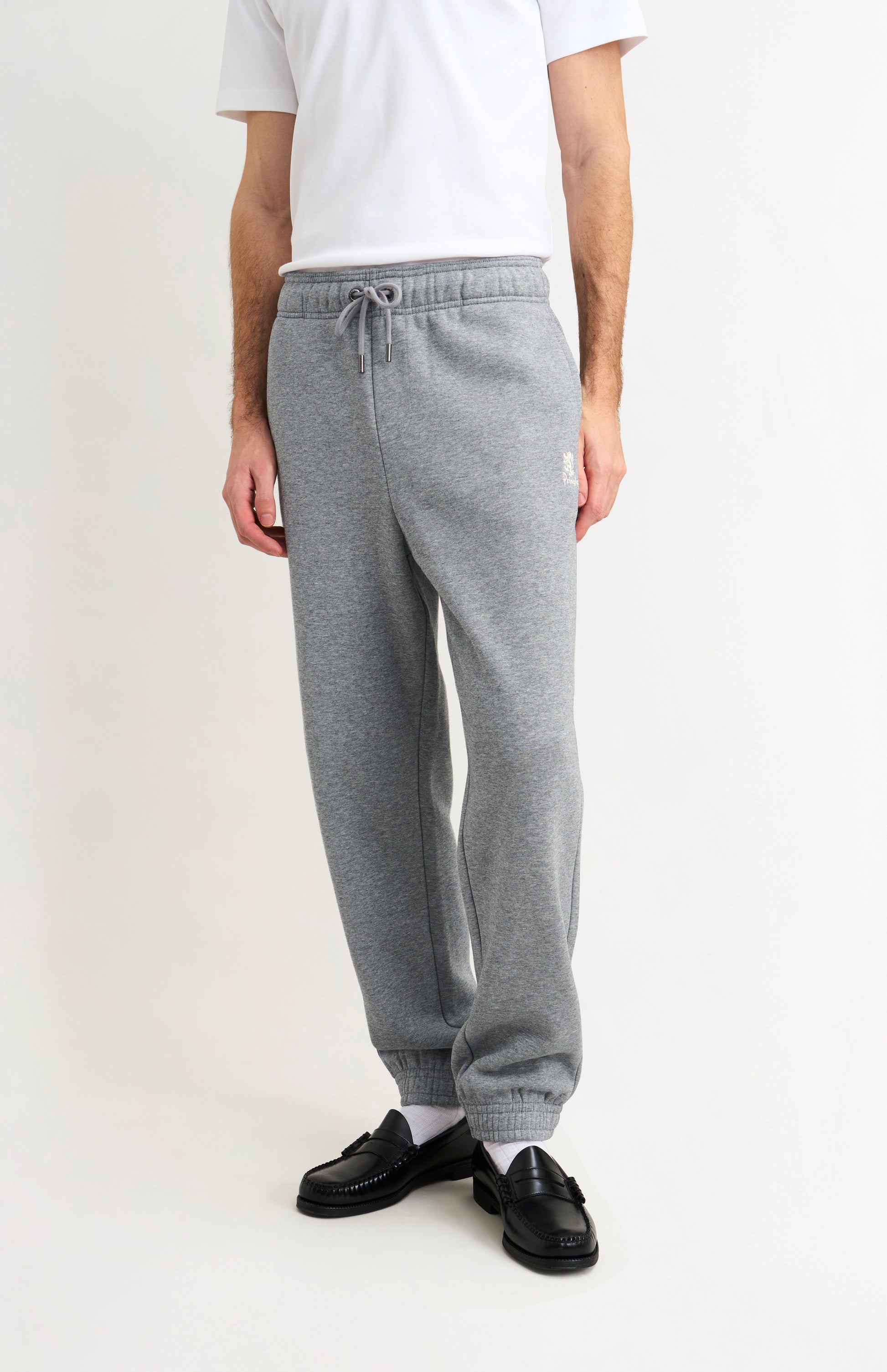 Pringle of Scotland Men's Track Pants In Grey Melange on model
