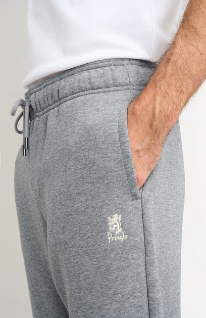 Pringle of Scotland Men's Track Pants In Grey Melange lion logo detail
