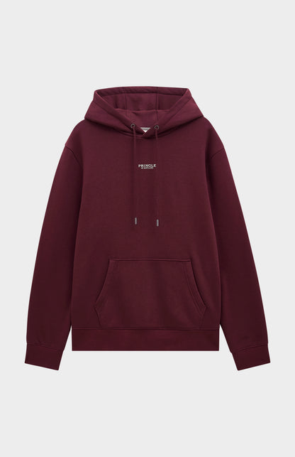 Pringle Men's Hooded Jumper In Burgundy flat shot