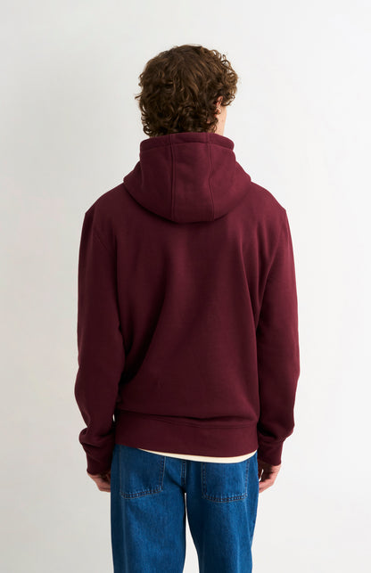 Pringle Men's Hooded Jumper In Burgundy rear view