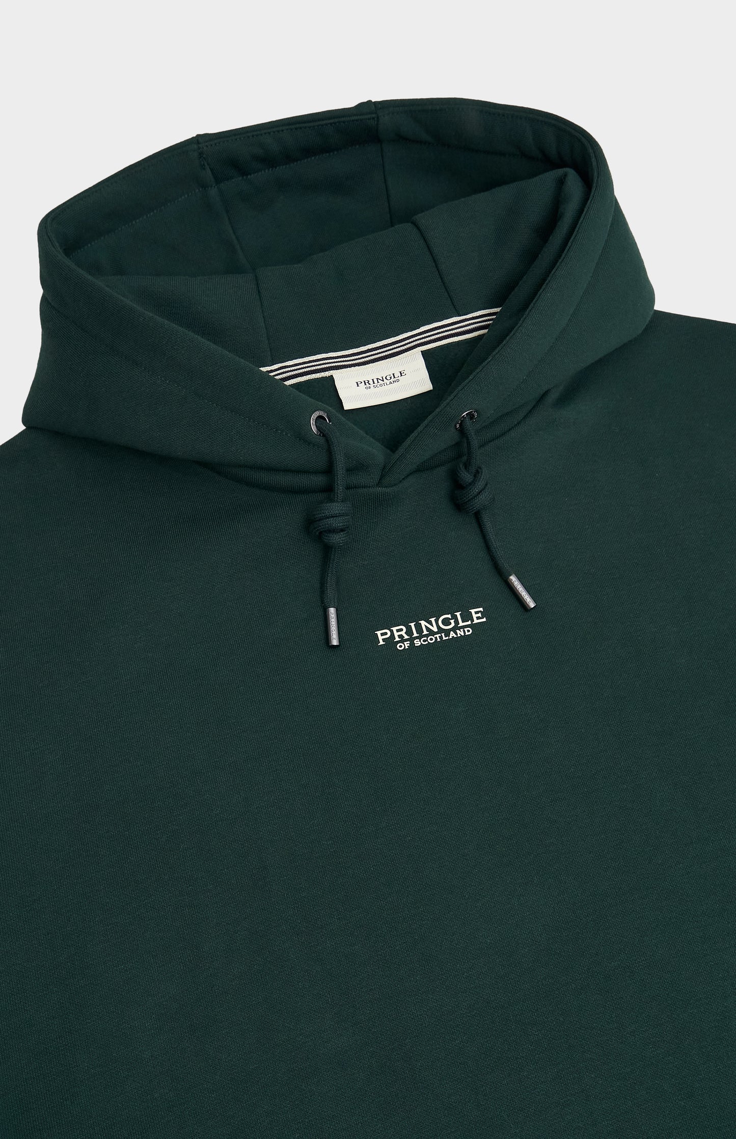 Pringle Men's Hooded Jumper In Pine Green rubberised 3D logo detail
