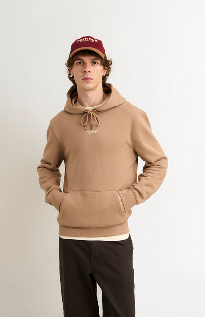 Pringle Men's Hooded Jumper In Mushroom on model