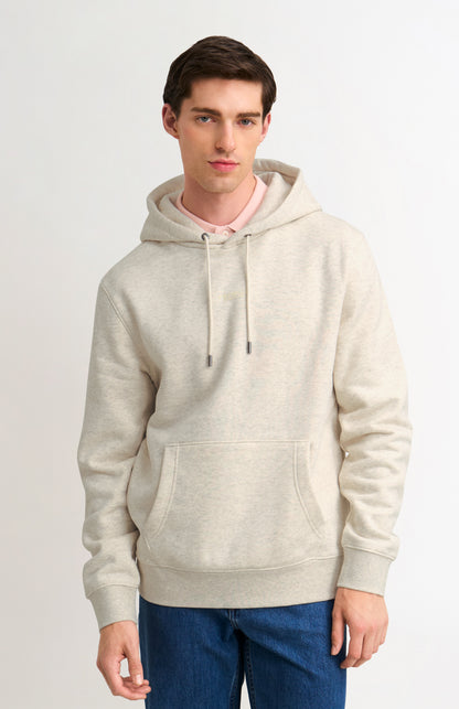 Men's Hooded Jumper In Ecru Beige Melange
