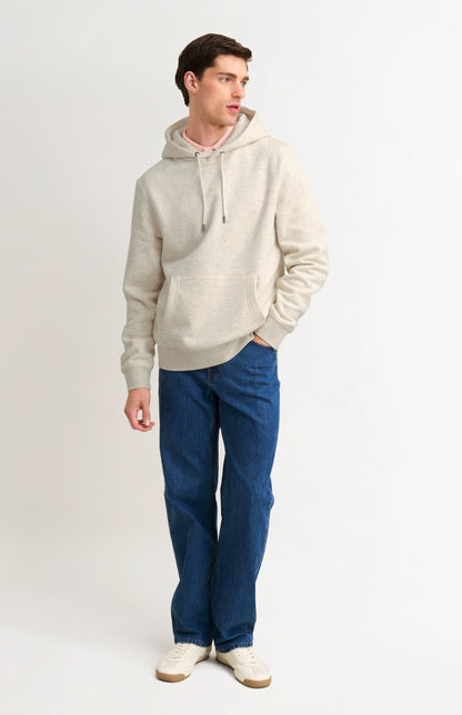 Men's Hooded Jumper In Ecru Beige Melange
