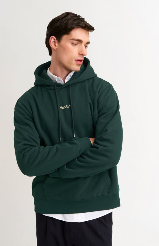 Men's Hooded Jumper In Pine Green