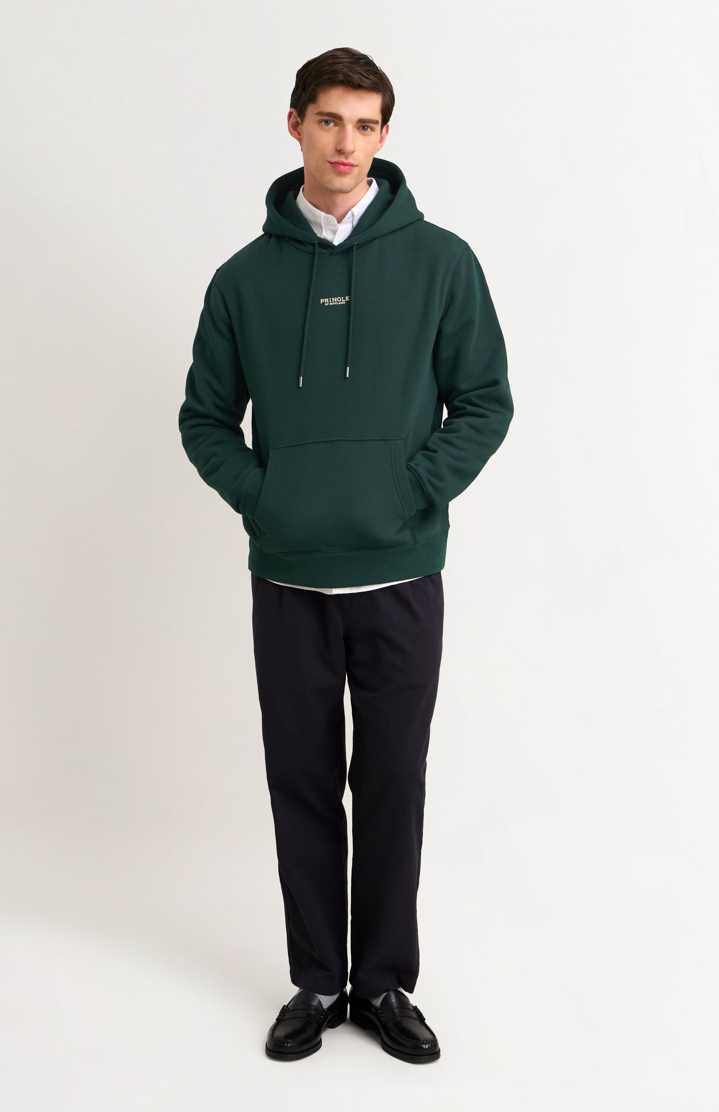 Men's Hooded Jumper In Pine Green
