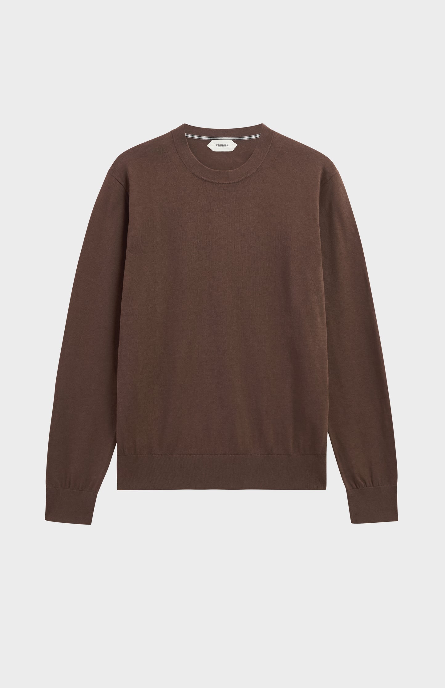 Men's Silk And Cotton Crew Neck Jumper In Chocolate Brown