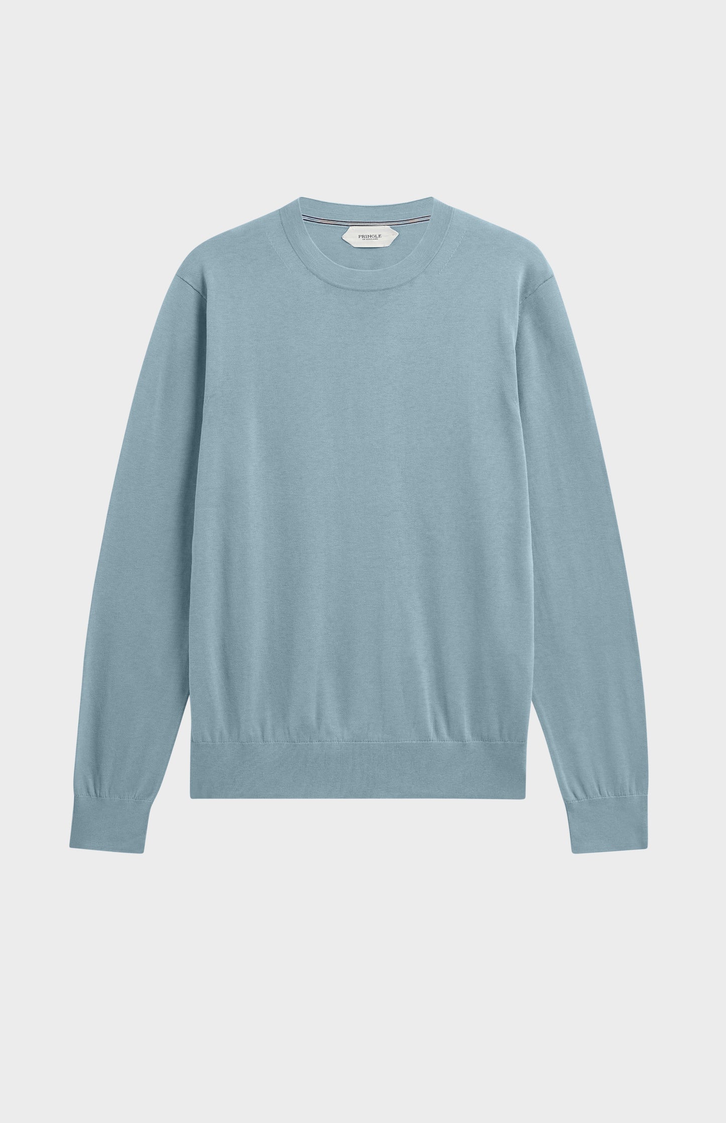 Men's Silk And Cotton Crew Neck Jumper In Light Blue