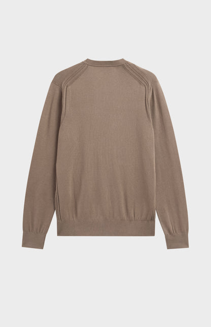 Men's Silk And Cotton Crew Neck Jumper In Mushroom