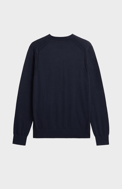 Men's Silk And Cotton Crew Neck Jumper In Navy