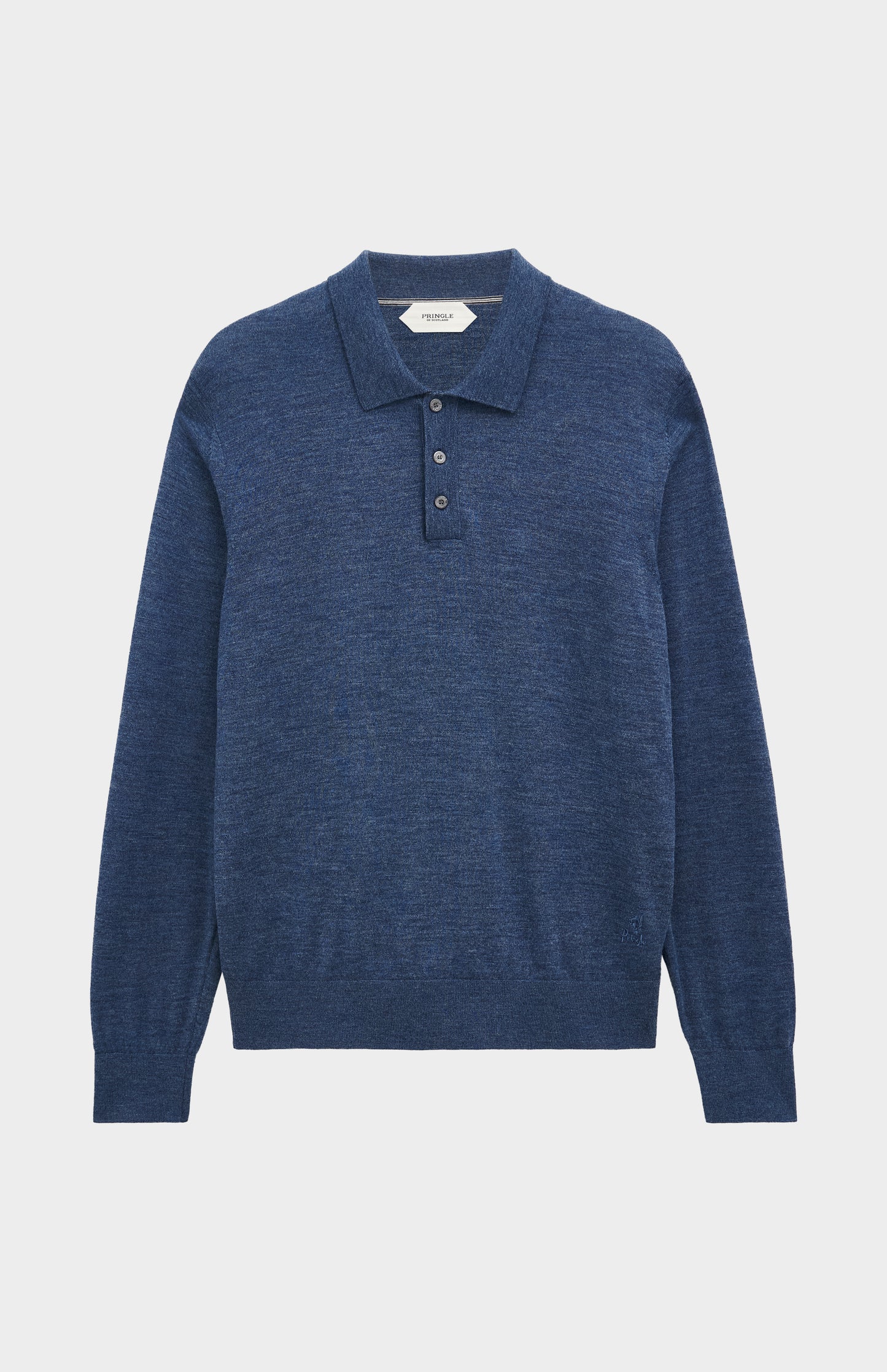 Pringle Men's Polo Shirt Extra Fine Merino Wool Jumper in Blue