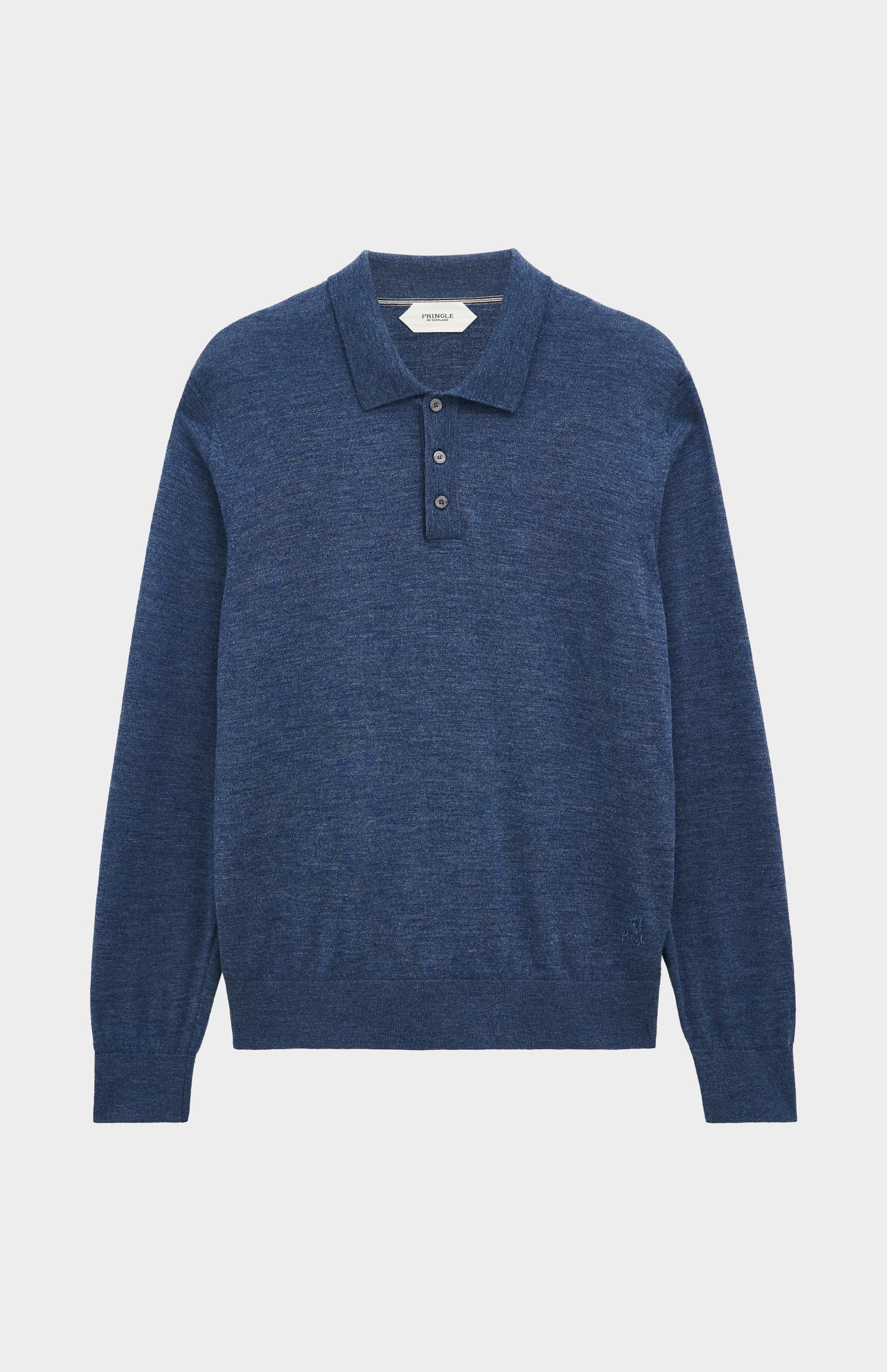 Pringle Men's Polo Shirt Extra Fine Merino Wool Jumper in Blue