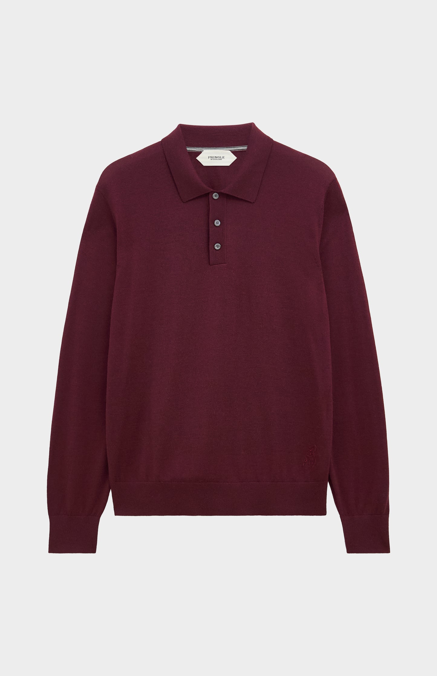 Pringle Men's Polo Shirt Extra Fine Merino Wool Jumper in Burgundy