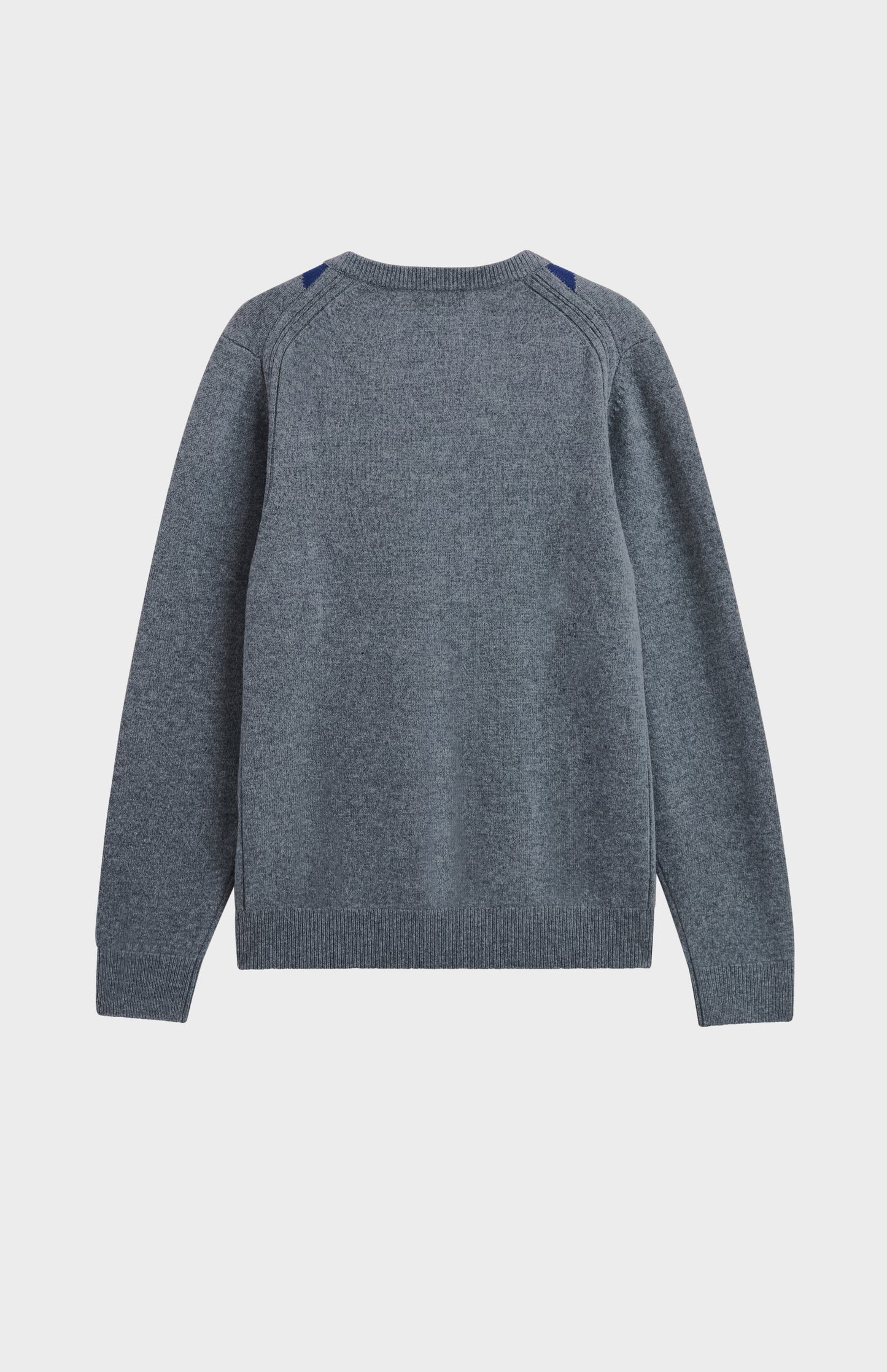 Men's Supersoft Lambswool V-Neck Argyle Jumper in Grey / Ecru / Navy