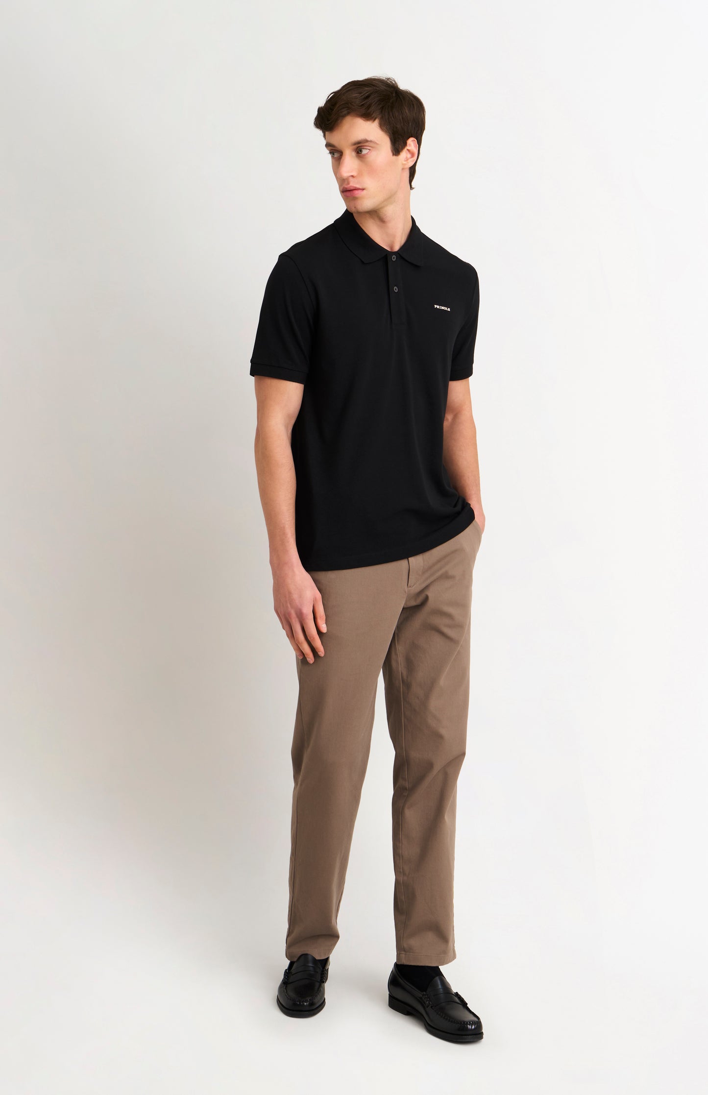 Men's Cotton Modal Pique Polo Shirt In Black
