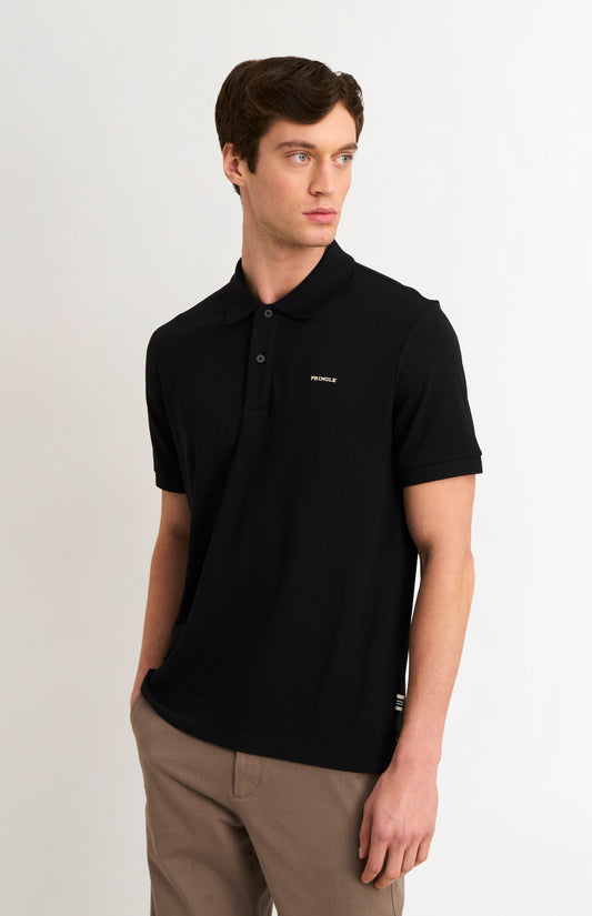 Men's Cotton Modal Pique Polo Shirt In Black