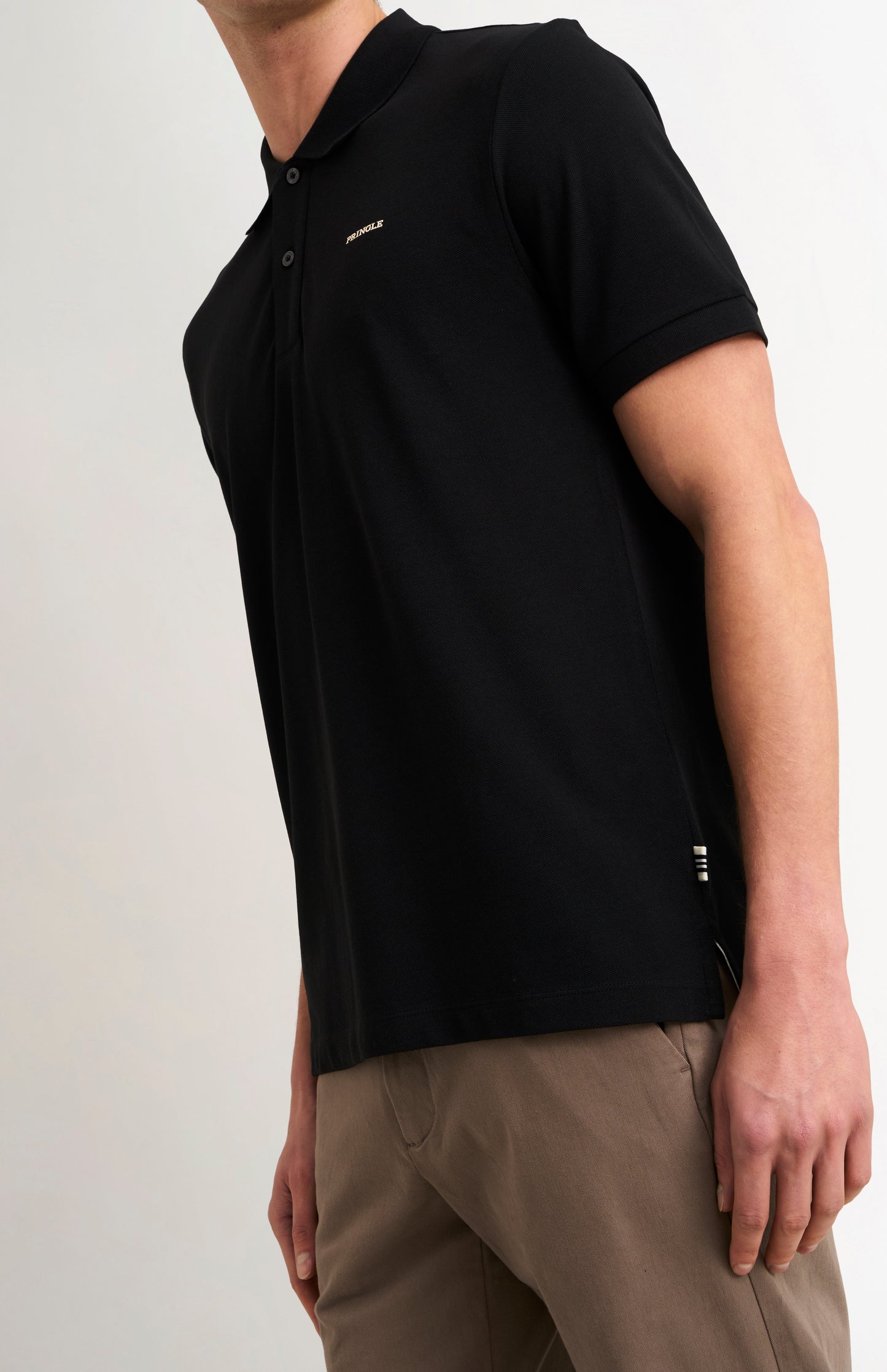 Men's Cotton Modal Pique Polo Shirt In Black